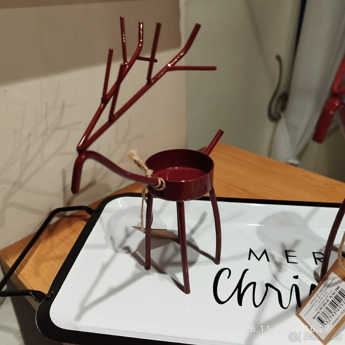 Kovový svícen na čajovou svíčku Jelínek a vánoční podnos - 3