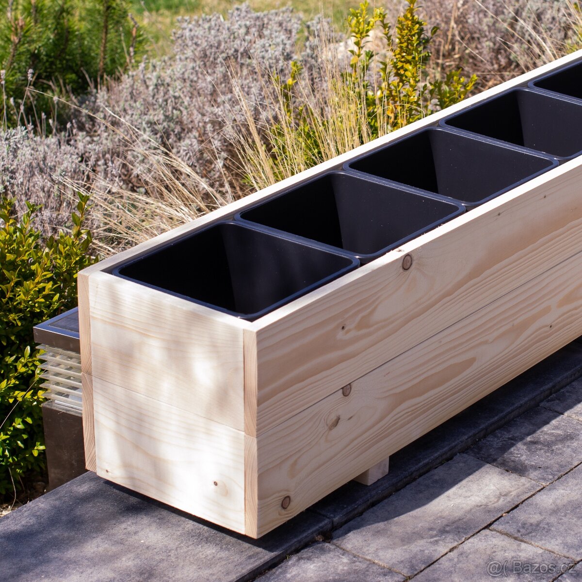 Dřevěný truhlík na terasu - přírodní - 3
