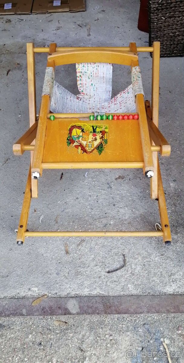 Retro dřevěné chodítko pro děti - 3