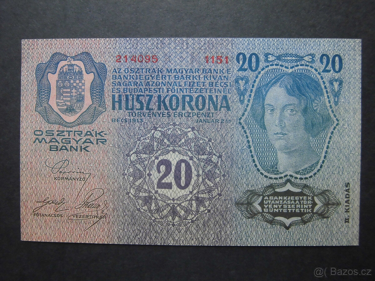 Bankovky Rakousko-Uhersko s přetiskem "20K, 50K, 100K" - 3