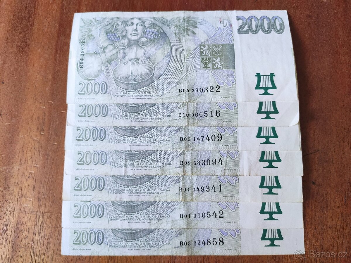 Bankovka 2000Kč s. A r.1996,s.B r.1999,s.Z r.2007 - 3