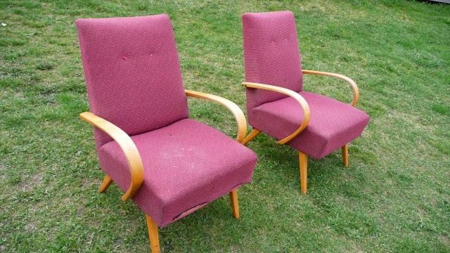 Křesílka červená-retro-dva kusy - 3