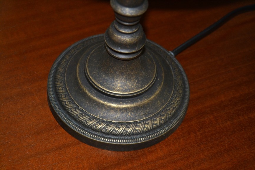 Mosazná stolní lampička s mramorovým stínidlem - 3