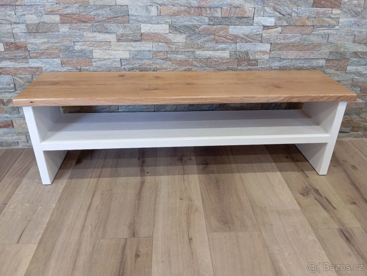 Lavička/botník deska dub, nohy borovice. - 3