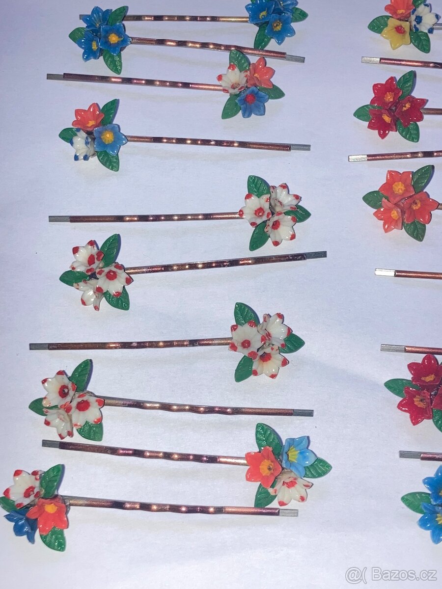 Staré sponky do vlasů s květinami - 3