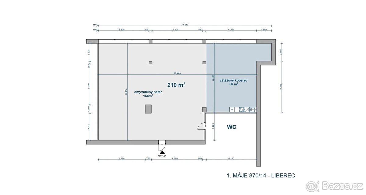 Pronájem kanceláře 210m2, ul 1.máje Liberec - 3