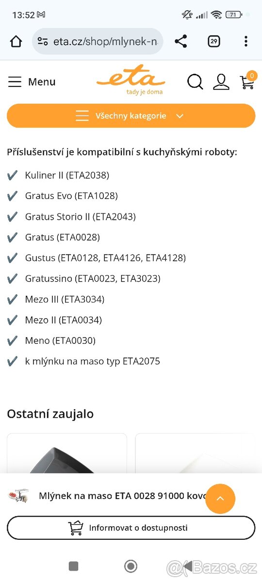 Mlýnek na maso ETA 0028 91000 kovové - 3