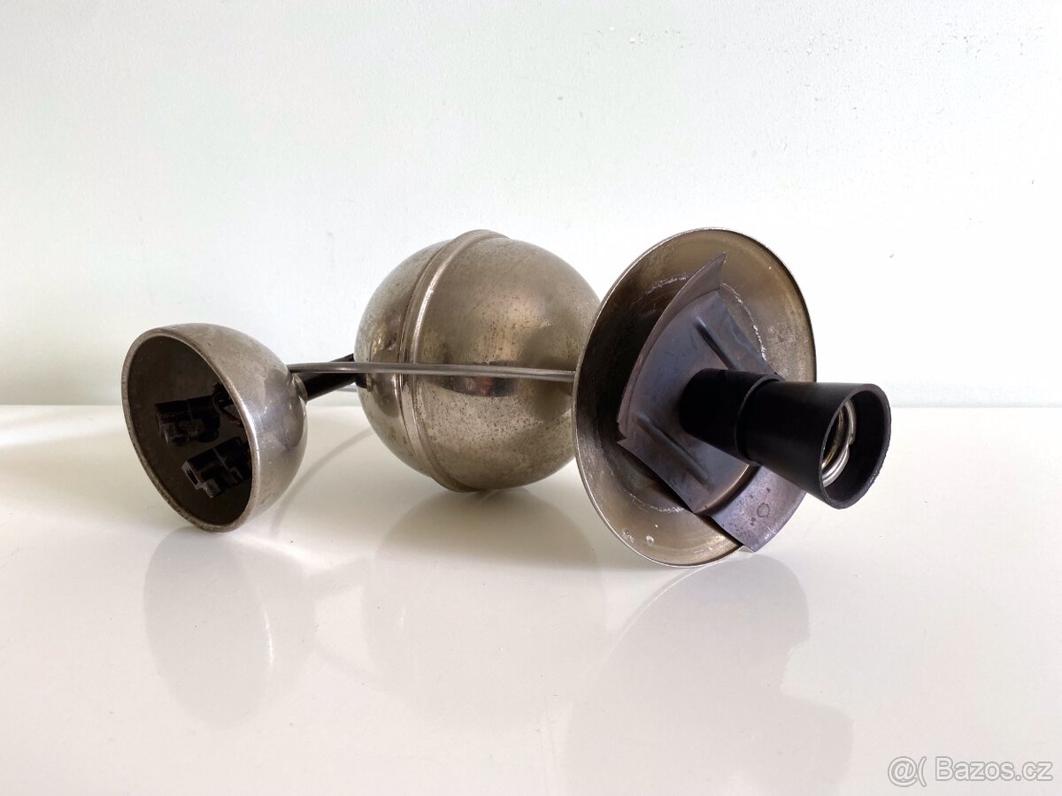 Starý stahovací lustr, poniklovaná mosaz - 3