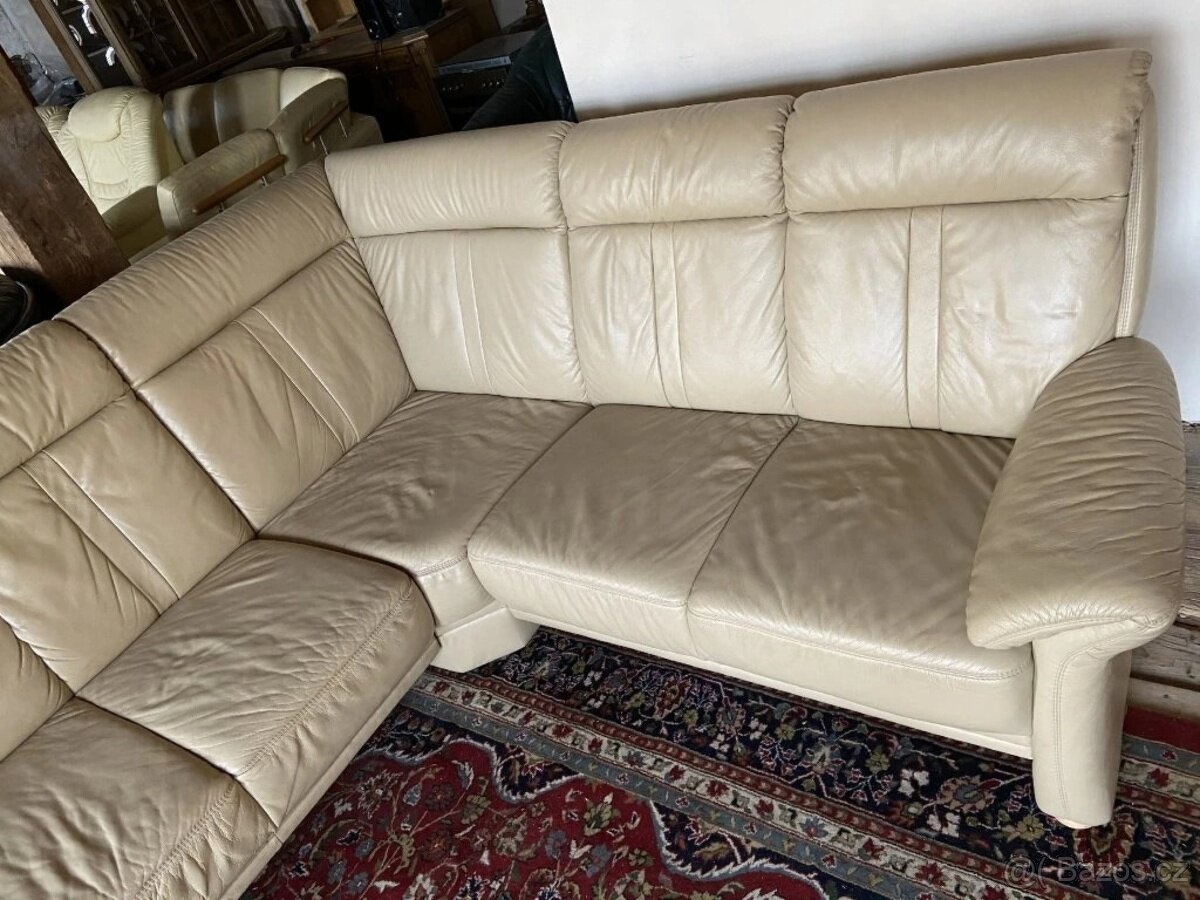 Luxusní rohová kožená sedací souprava ,1762 - 3