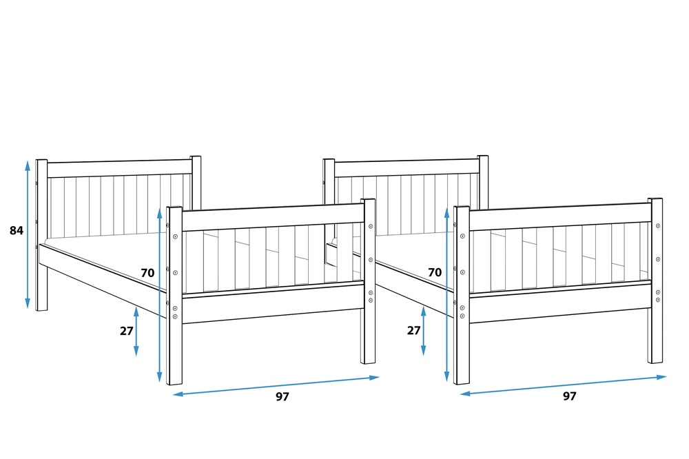 Dětská patrová postel včetně roštu a matrace 190x90 - 3