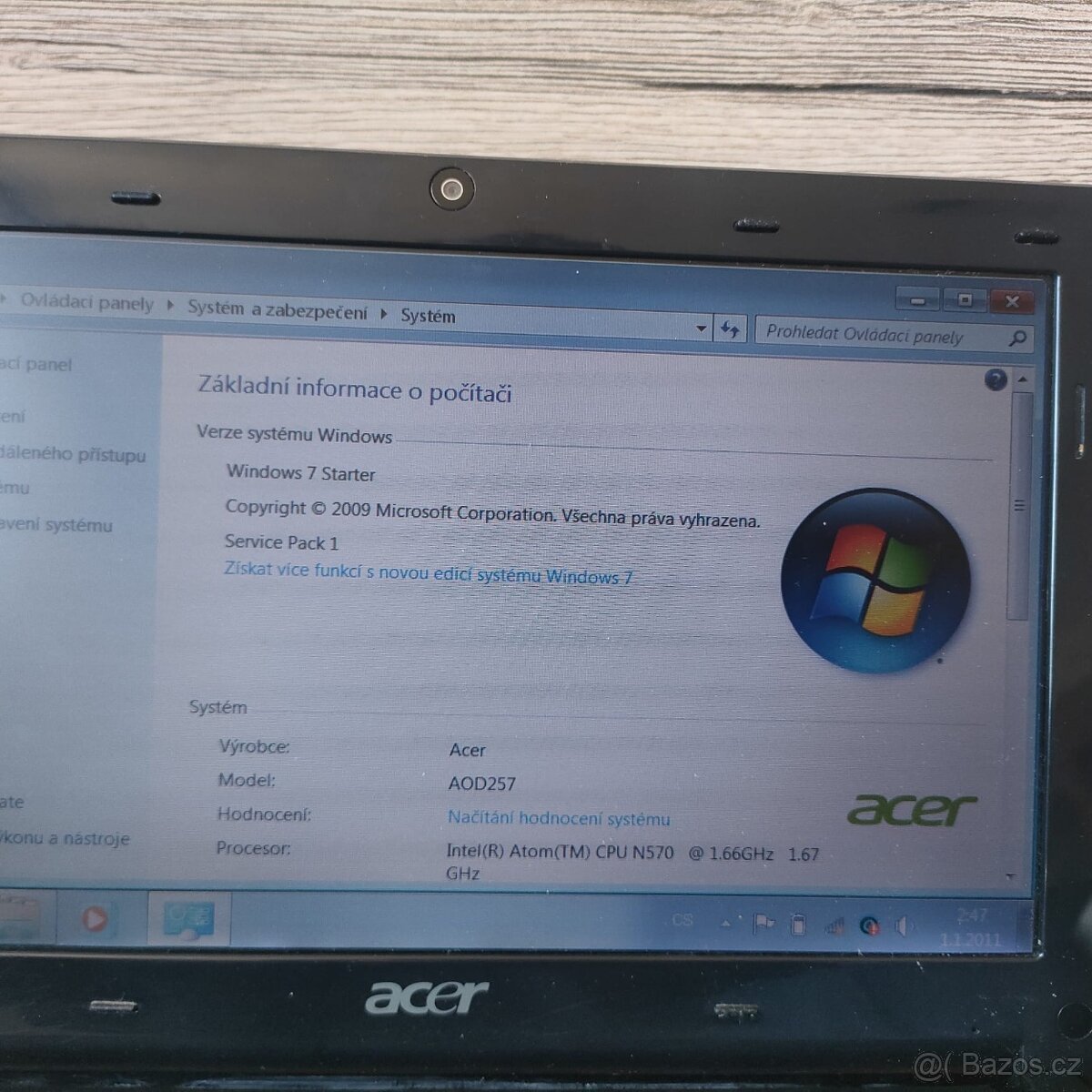 Acer Aspire one- 10,1"/ Intel Atom/ 320GB HDD/ 2GB RAM/ Win - 3