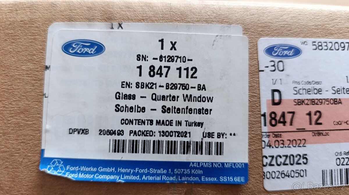Pravé zadné štvorcové sklo Ford Transit Custom - 3