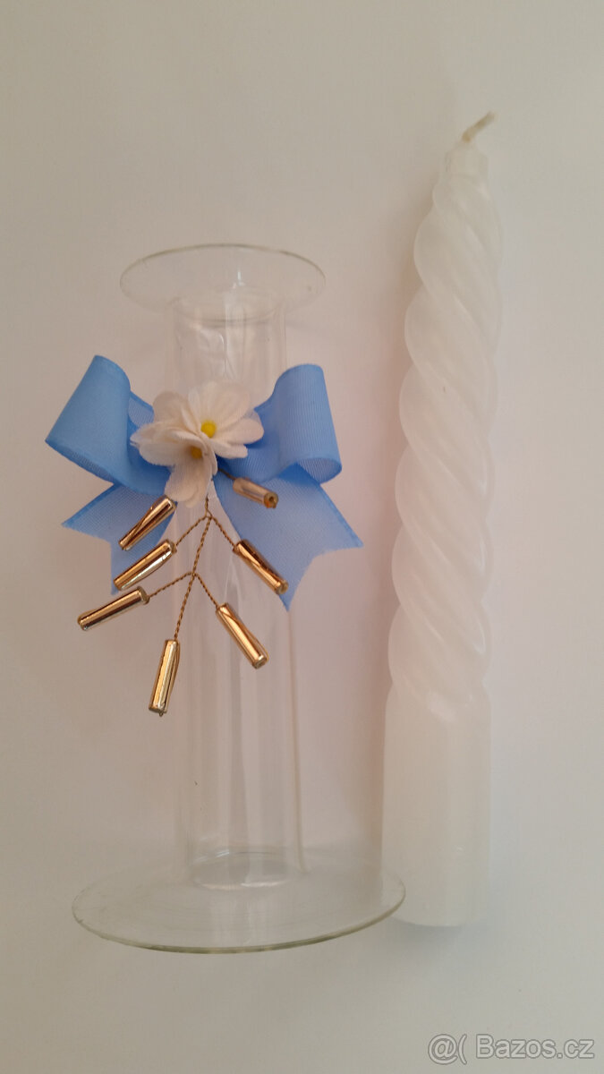 Skleněný svícen se svíčkou - 3