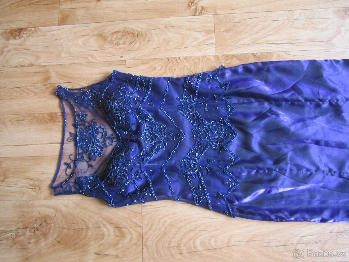 Plesové / svatební fialové šaty s korálky, S/36 - 3