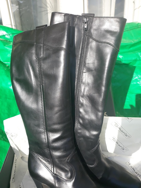 Nové kožené kozačky č.39, černé, rezavé, béžové - 3