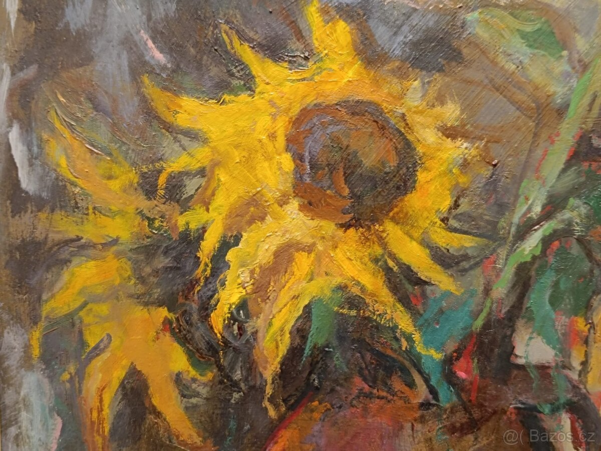Obraz Bedřich Barták, Slunečnice, olej 88x68 - 3