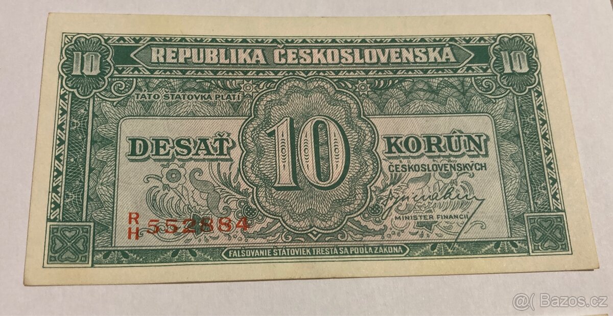 Bankovky 10 kčs bez data ( 1945 ) - 3