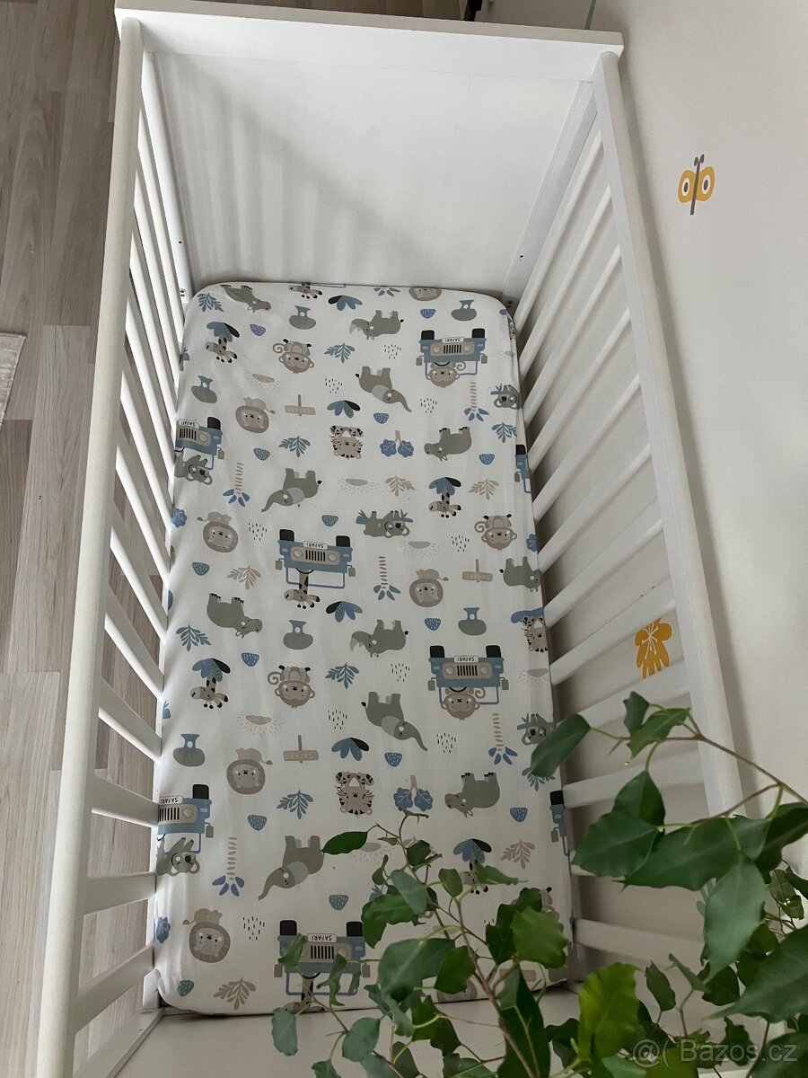 Bílá dětská postýlka+novámatrace+chranič+prosteradla - 3