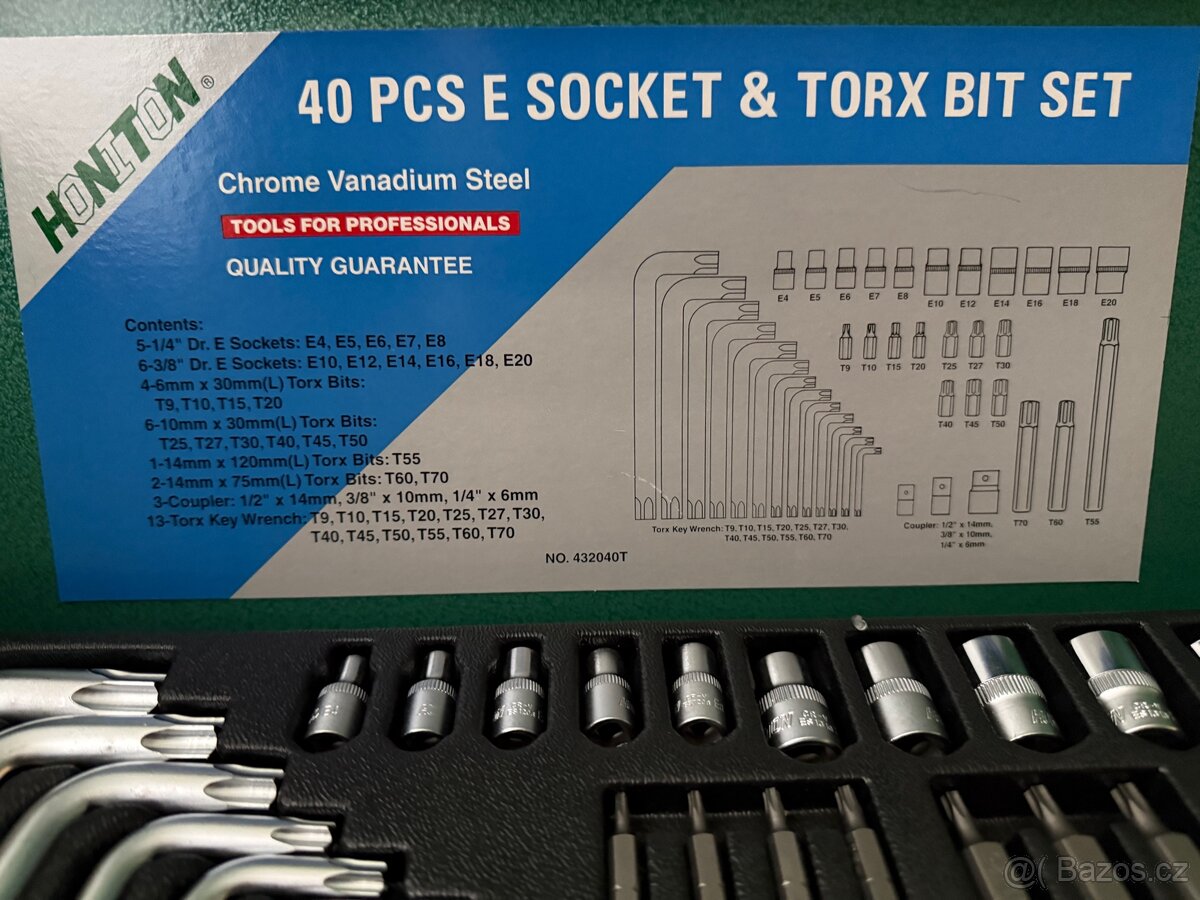 Honiton E-Torx nástrčné klíče + Torx bity (40 ks) - 3