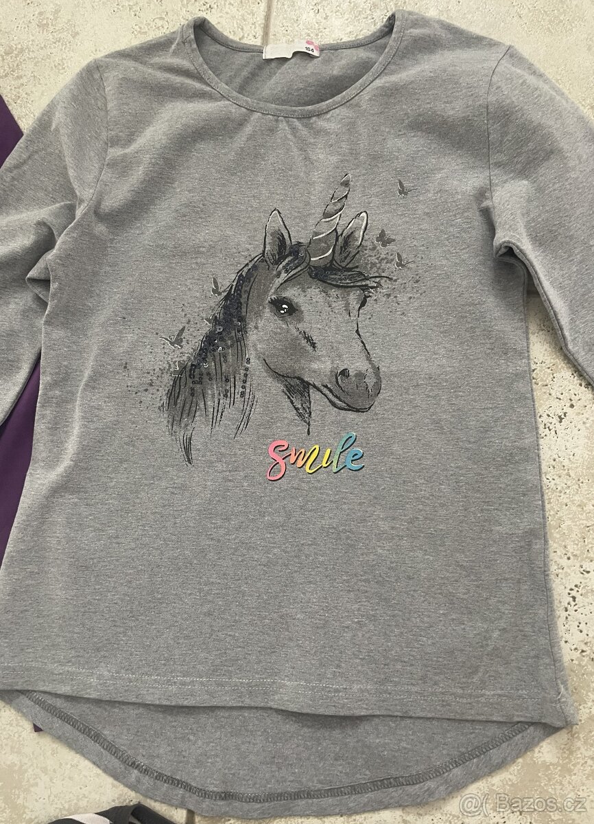 Dívčí bavlněná trička, vel. 158 - 3