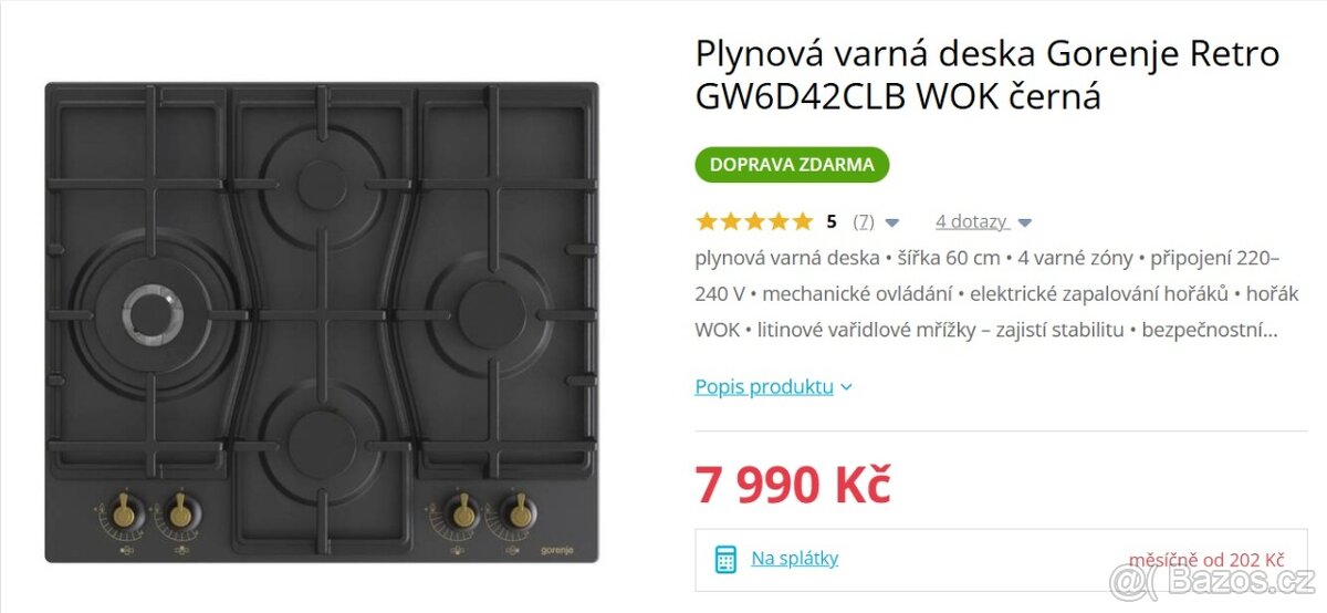 Varná deska plynová GORENJE retro - 3