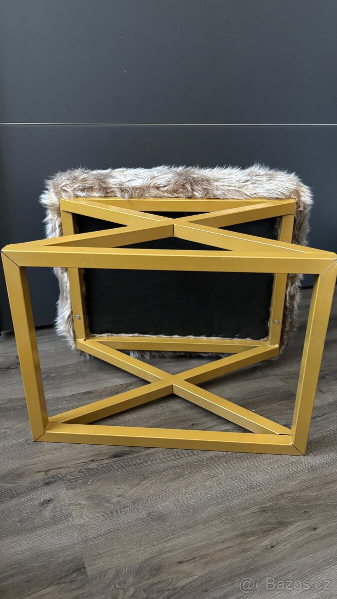 taburet/stoleček s plyšovým potahem - 3