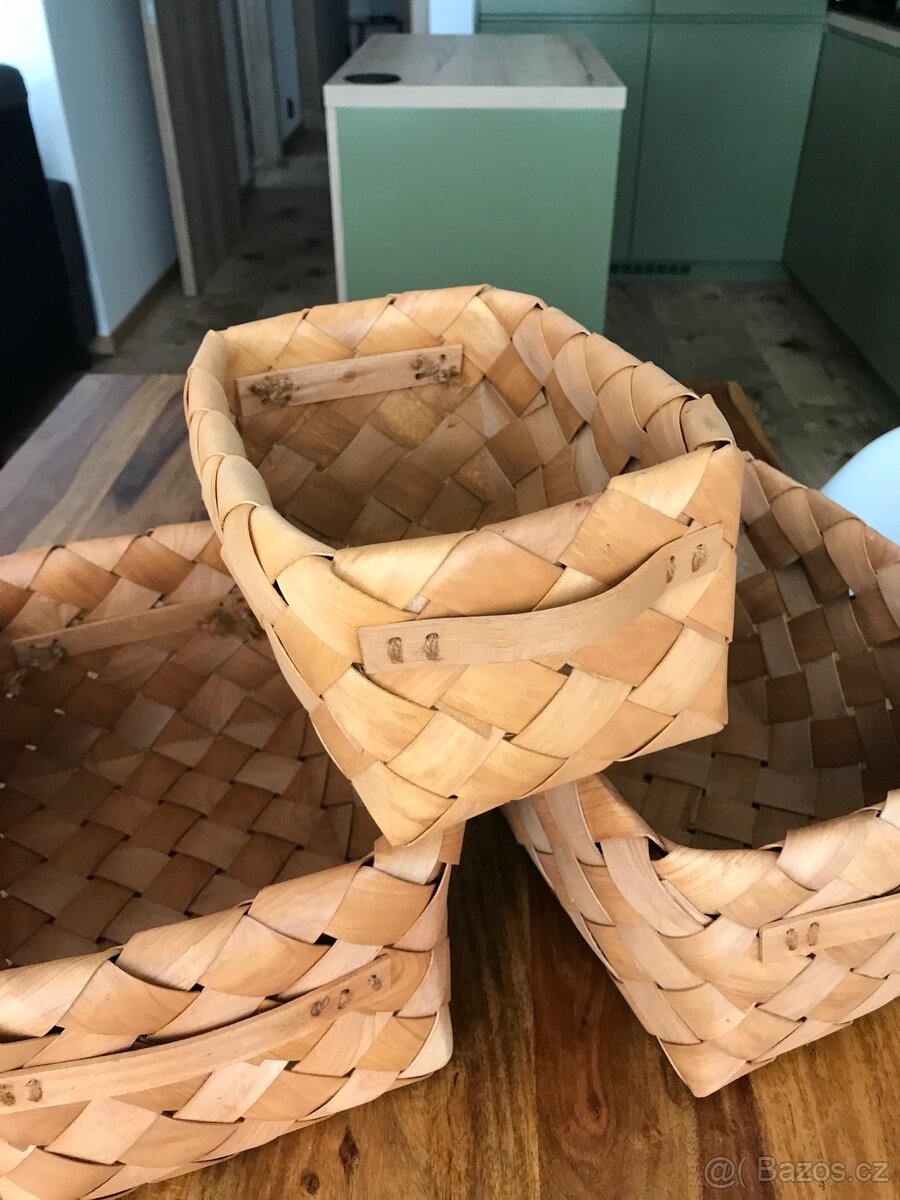 Dřevěné košíky s uchy 3ks - 3