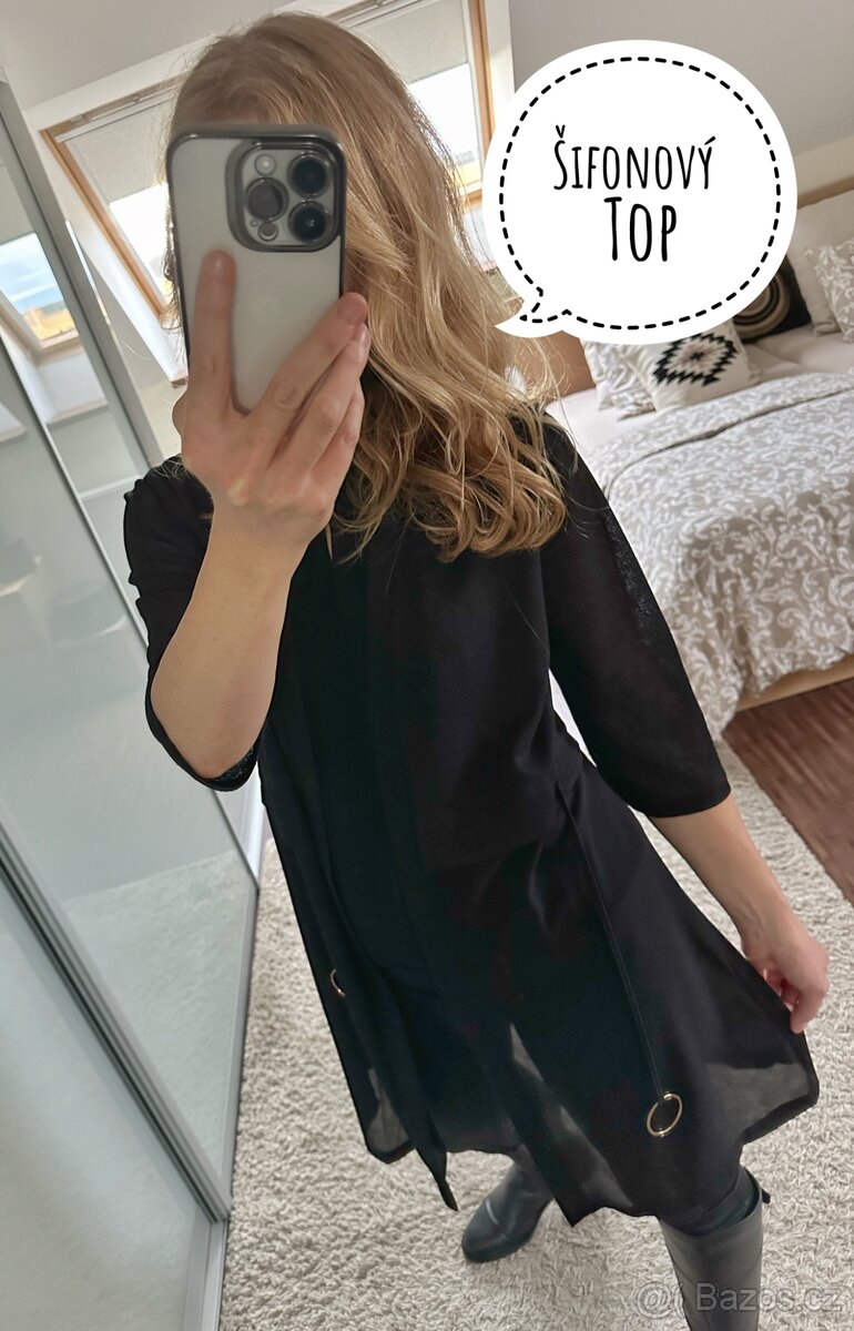 Černý šifonový kardigan - 3