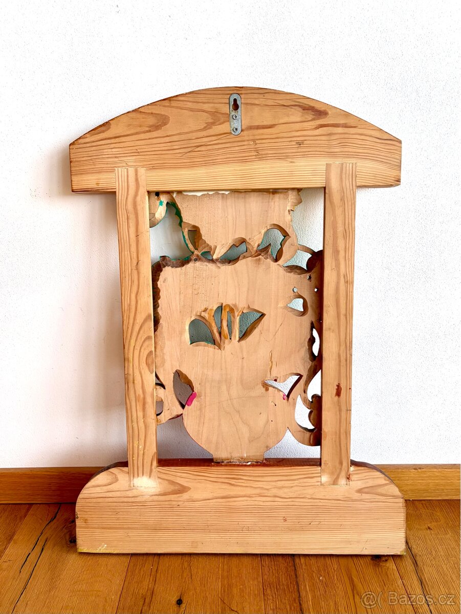 Starý dřevěný obraz, slunečnice - 3