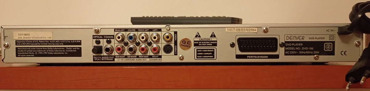 Prodám DVD přehravač DENVER DVD 186 - 3