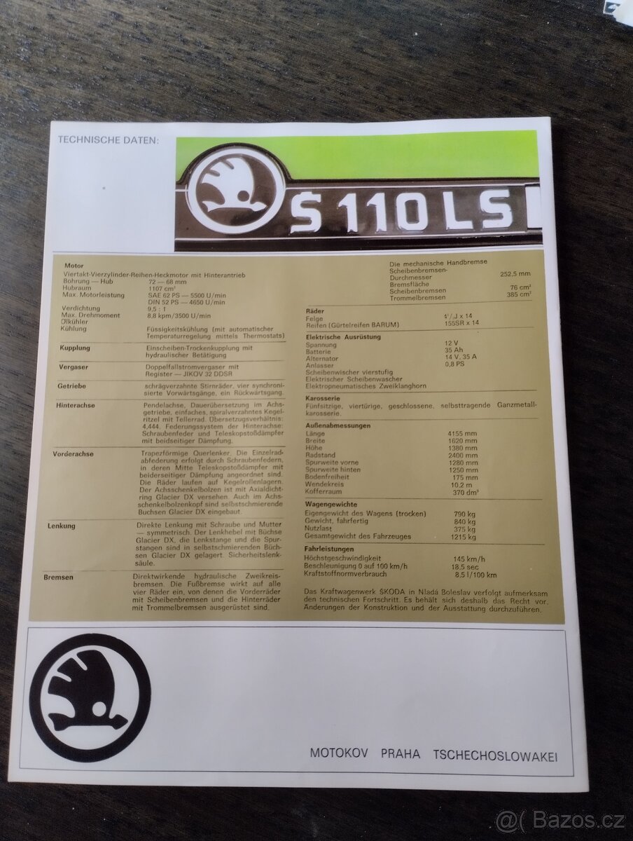 Škoda 110LS - RARITNÍ PROSPEKT - 3