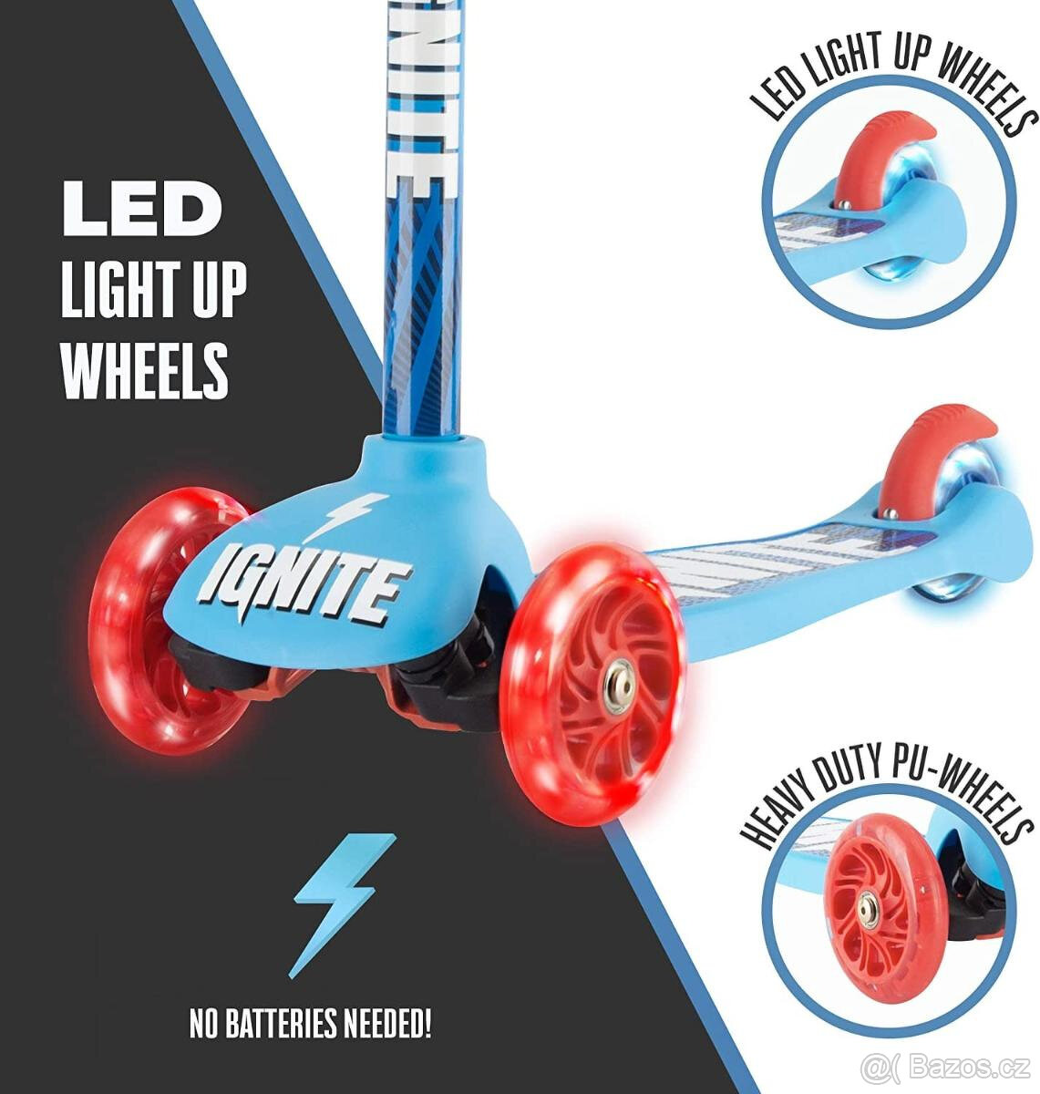 Koloběžka svítící kola Ignite Mondo+helma/chrániče nové - 3