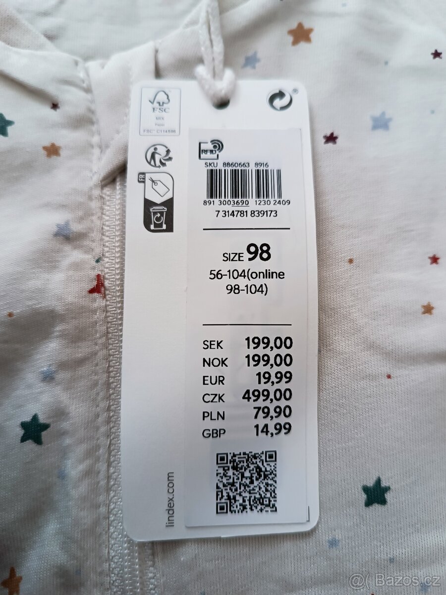 Pyžamo/overal vel. 98 - hvězdičky - 3