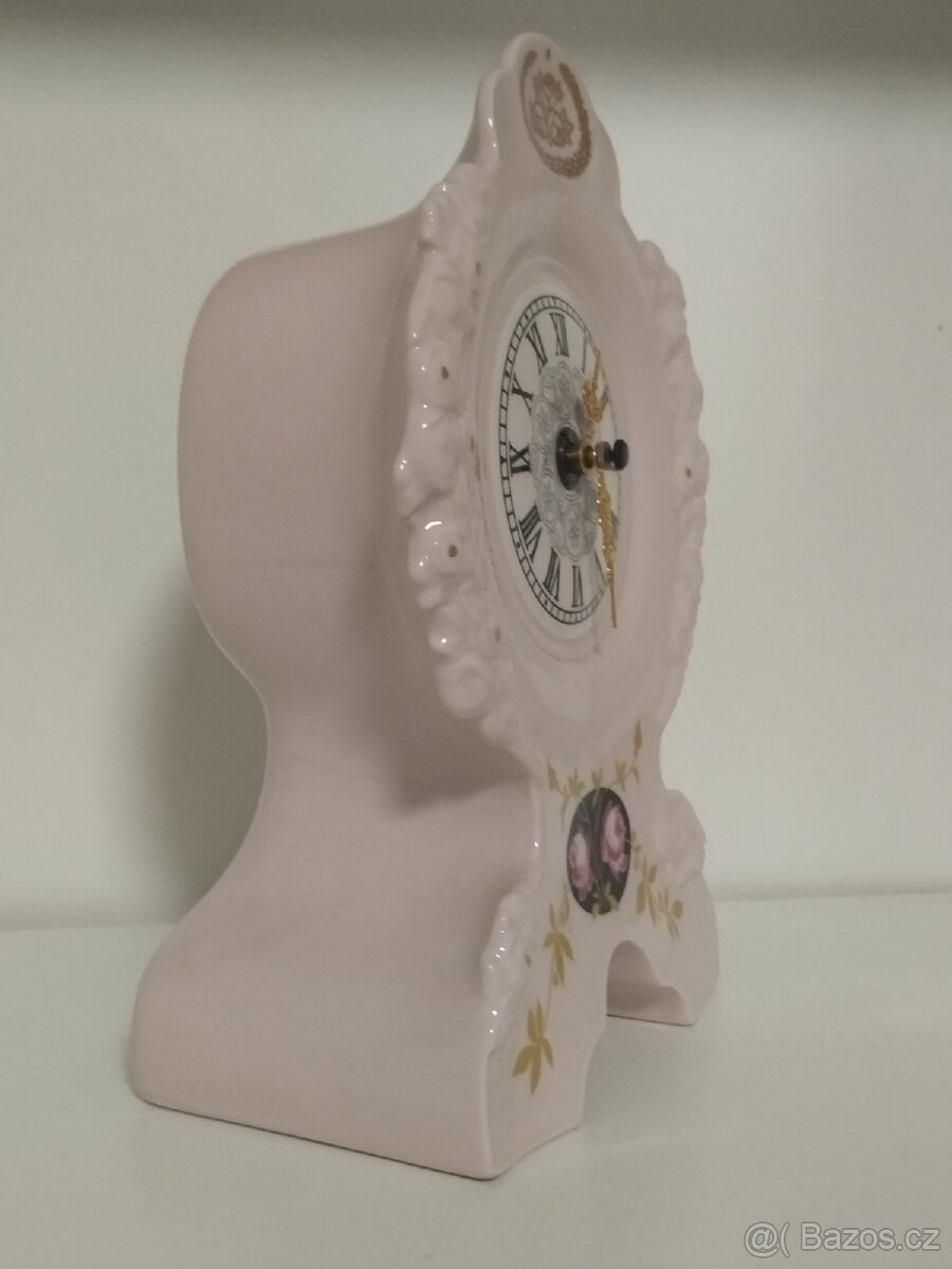 Porcelánové růžové hodiny - 3