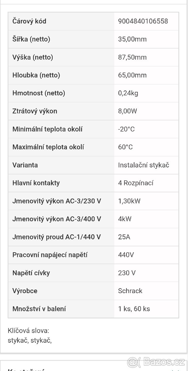 Instalační stykač 25 A, 4R (4NC), 230 V AC, 2TE - 3