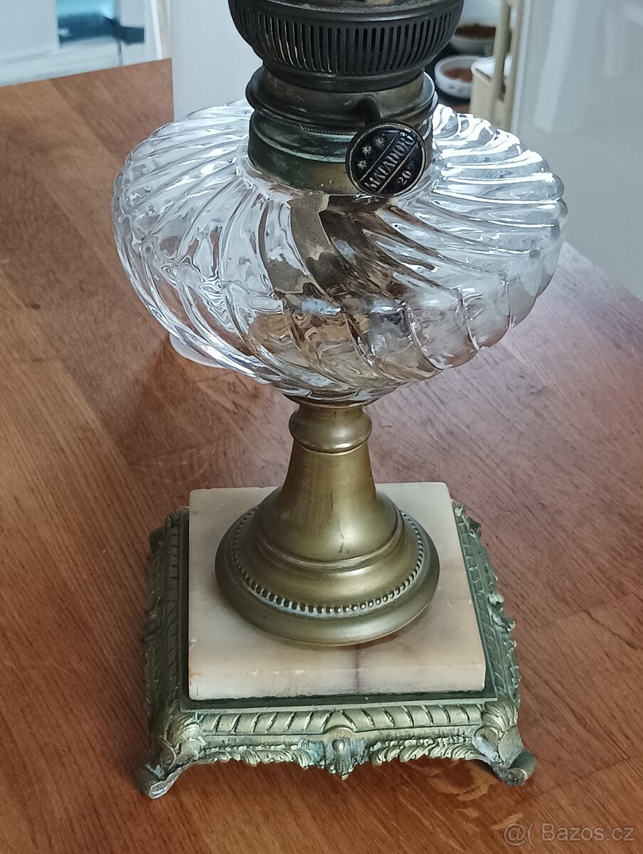 STAROŽITNÁ SECESNÍ PETROLEJOVÁ LAMPA EHRICH & GRAETZ-19.STOL - 3
