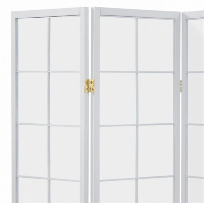4 dílný dřevěný paravan bílý, černý - 3
