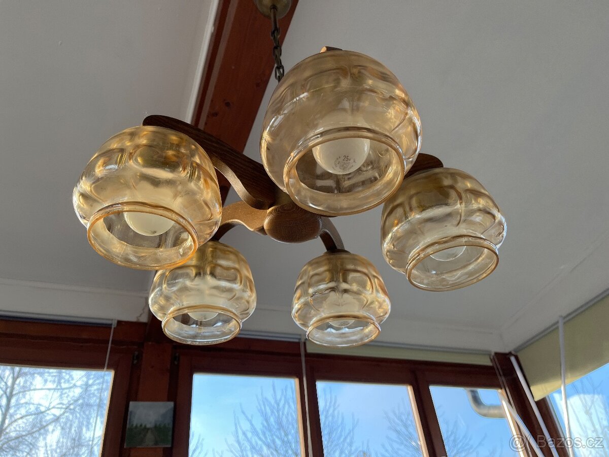 Dubový lustr, 2 nástěnné lampy - AKCE doprava - 3