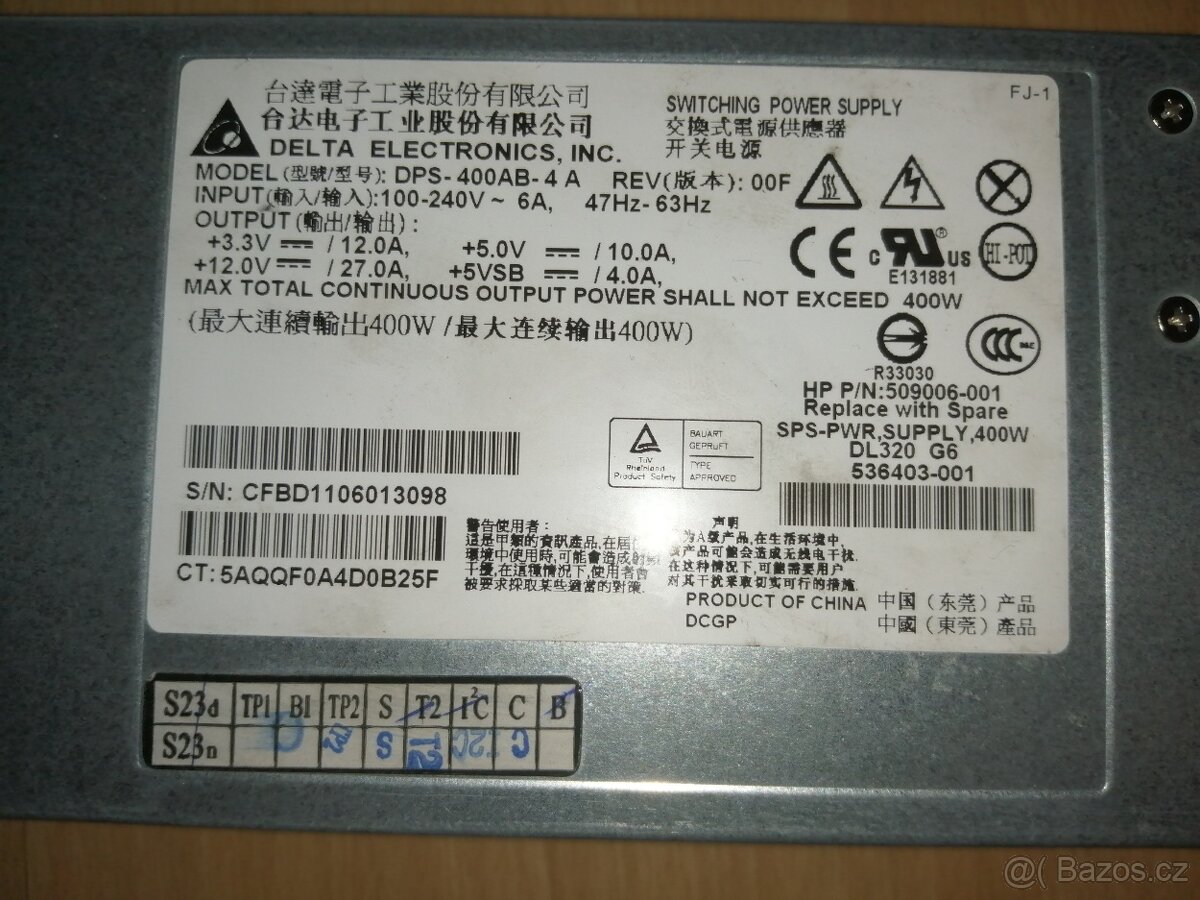 HP Delta 400W serverový zdroj DPS-400AB-4 A - 3