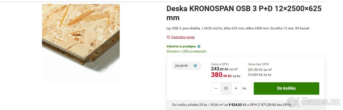 25ks OSB KRONOSPAN 3 12x2500x625 N-4PD - 3