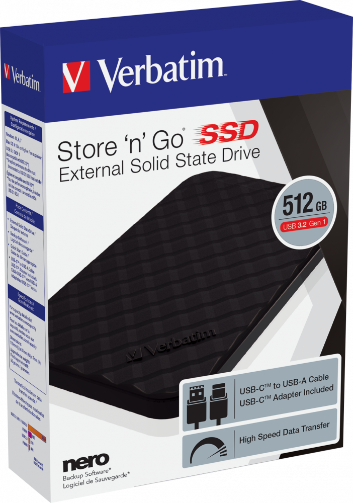 Externí SSD disk 512GB Verbatim Slim Portable černý - 3
