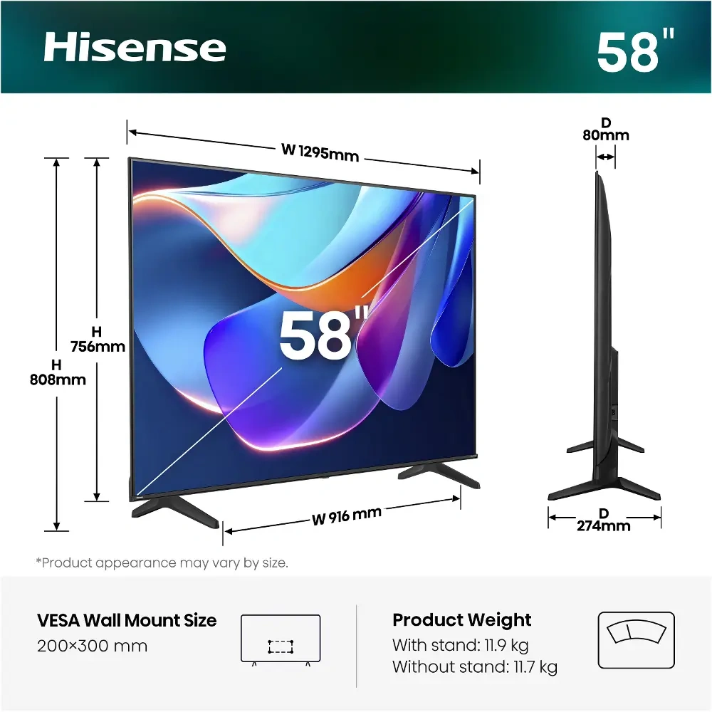 LED SMART televize Hisense 58A6S - 3