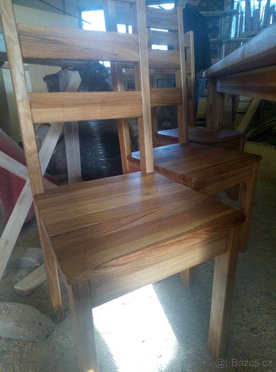 Jídelní stůl dub masiv a židle - 3
