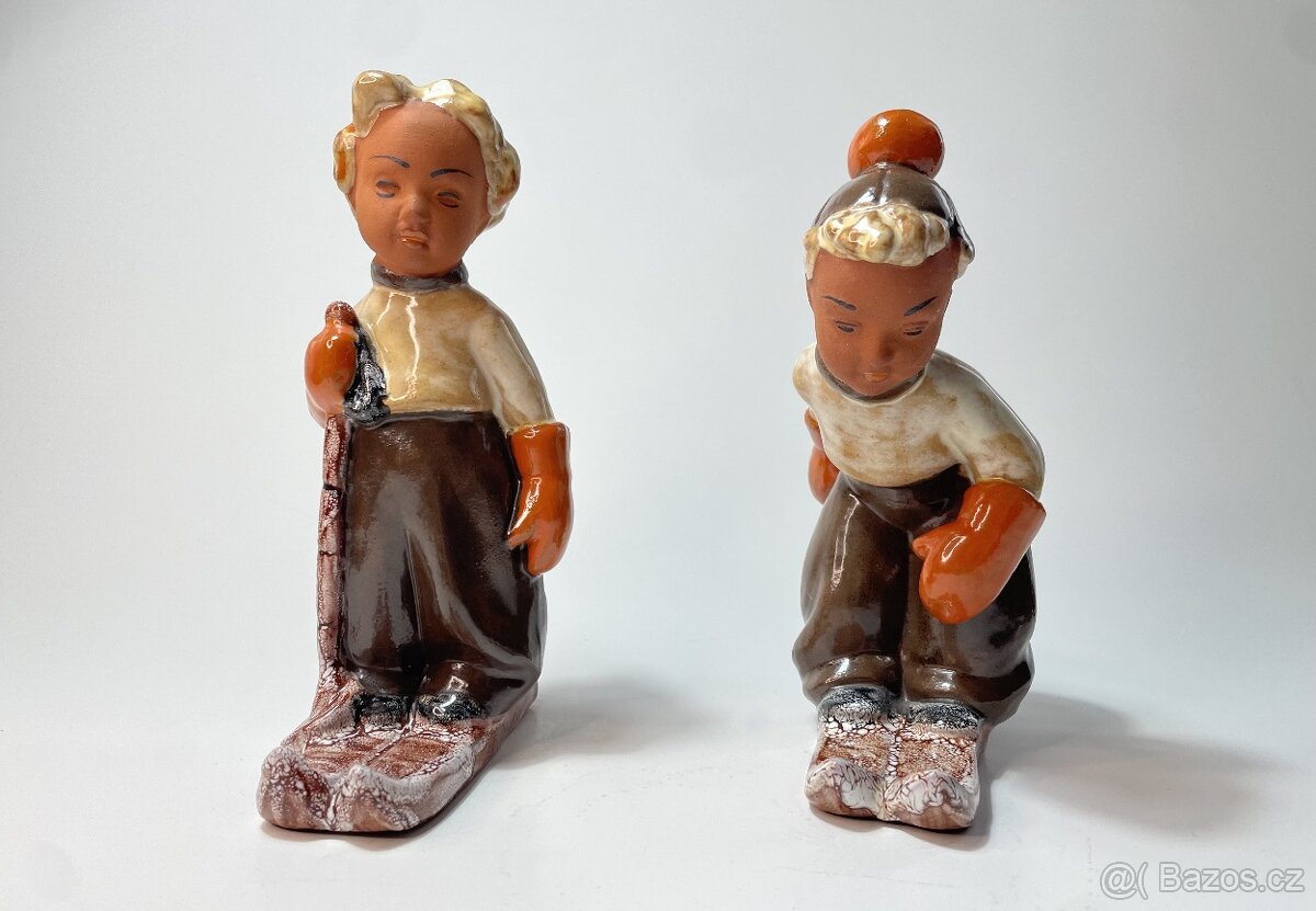 Keramické sošky - lyžiari - 3