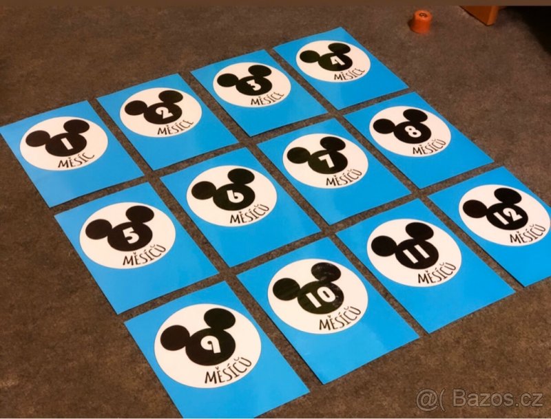 Milníkové kartičky - Mickey (modrá, růžová a žlutá sada) - 3