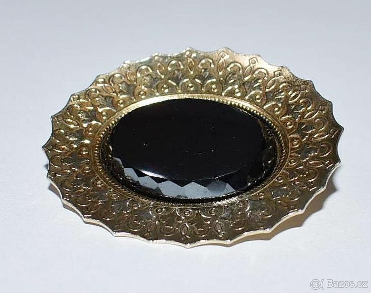 Starožitná stříbrná pozlacená brož - Vintage - 3