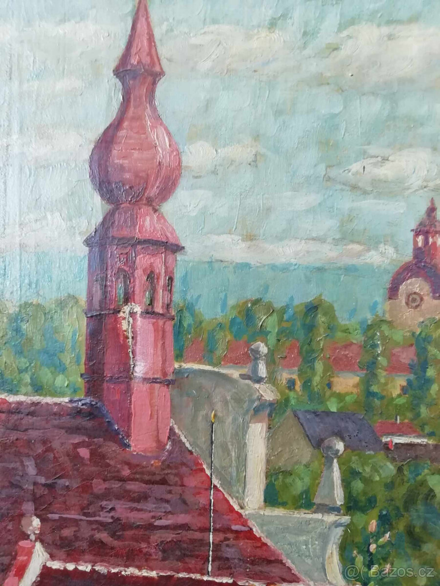 Prodám obraz Dačice z roku 1926 - pouze osobní odběr v Kolín - 3