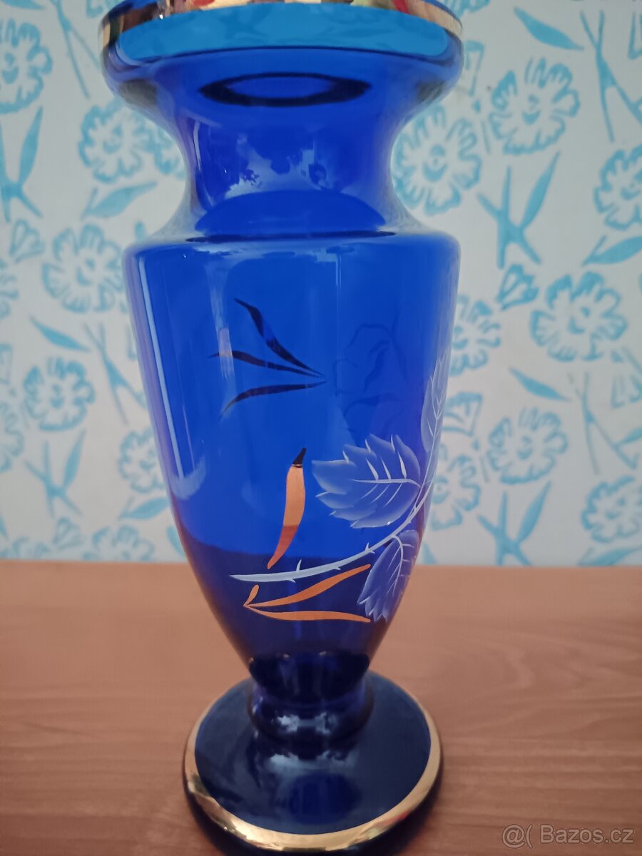 Modrá skleněná váza - 3