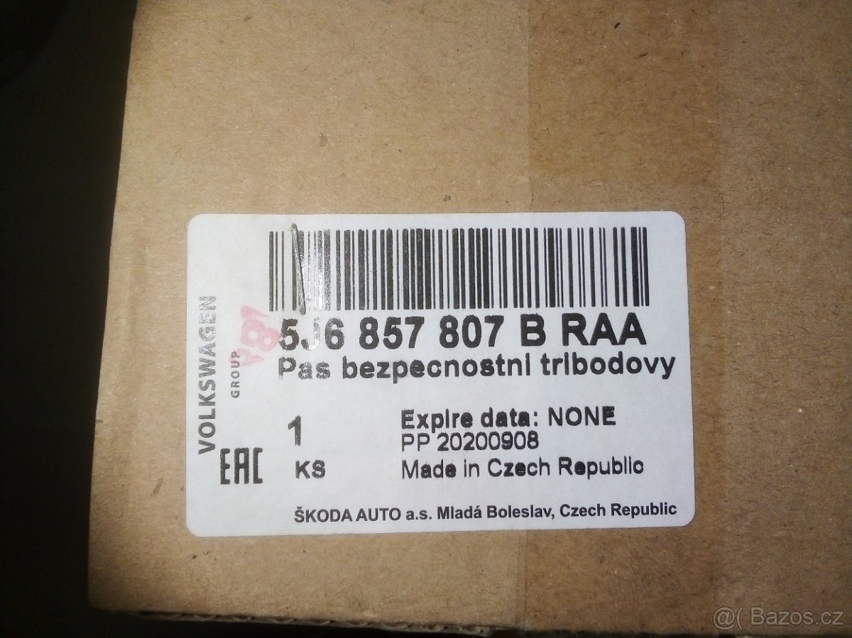 NOVÝ NEPOUŽITÝ zadní bezpečností pás FABIA 2012 combi - 3