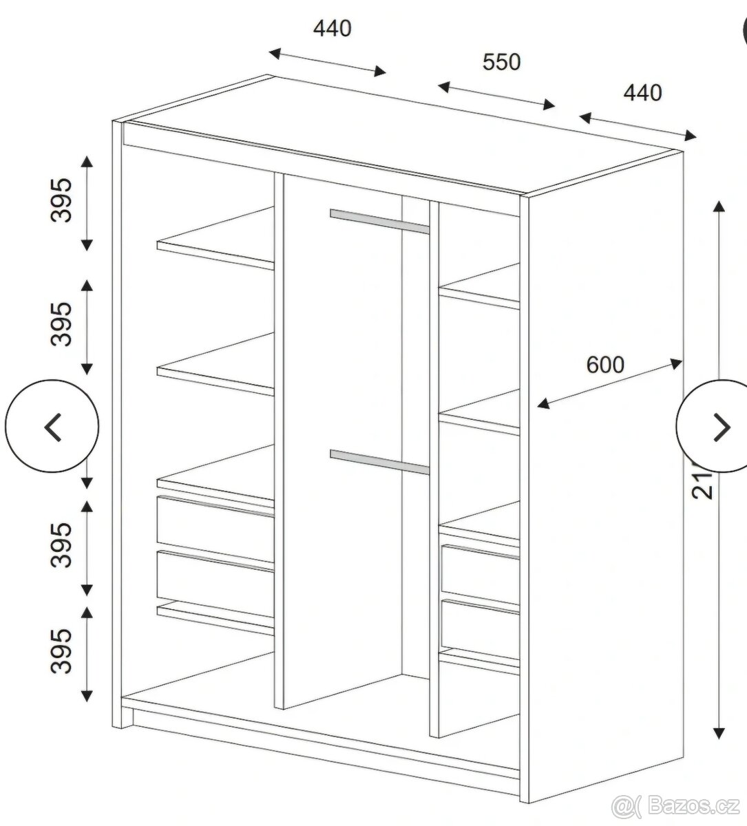 Šatní skříň bílá 150cm - 3